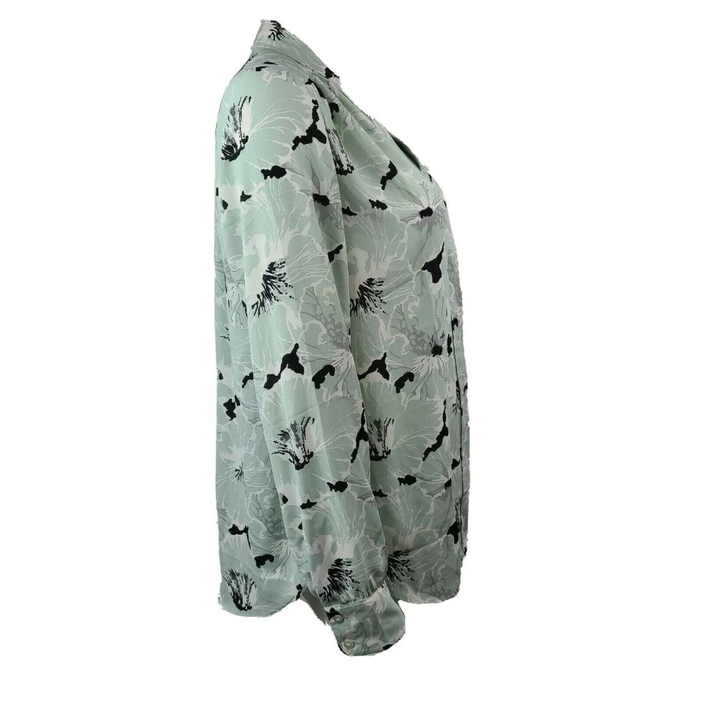 ANN TAYLOR Factory Green Black Floral Size M - Picture 4 of 6